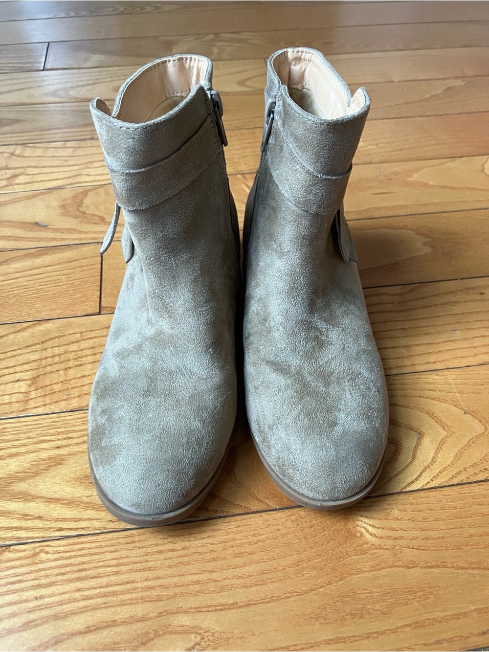 Tan faux suede booties girls size 2